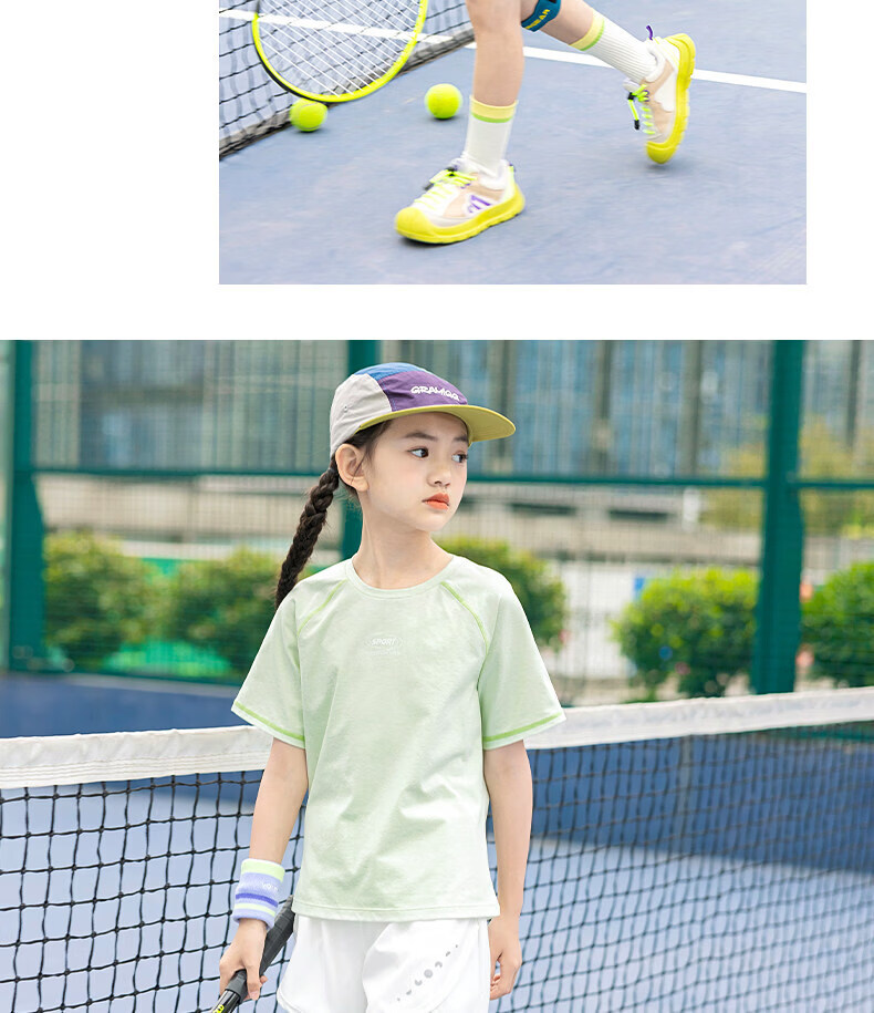 Moonkids Girls Quick-Dry Summer Short Sleeve Set 2026 New Children's Outdoor Running Training Breathable Big Kids Sportswear 14